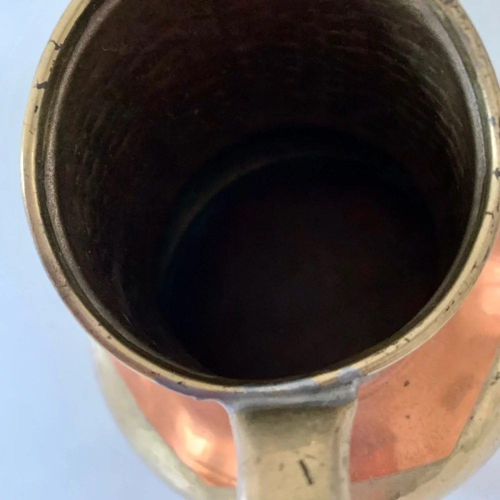 Vintage Copper & Brass Water Jug Pitcher Dinanderie Veritable Made in Belgium